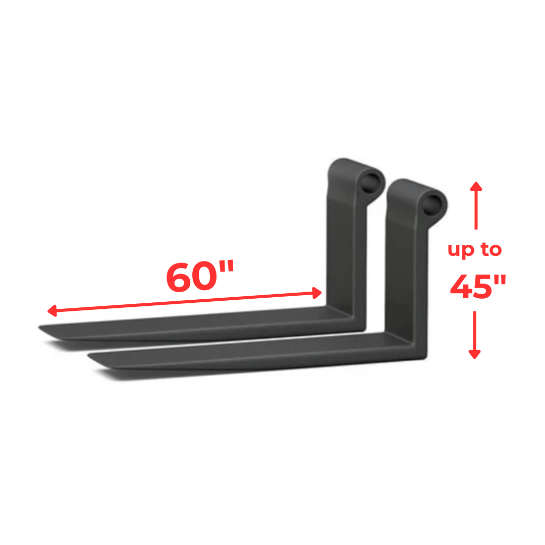 2" x 5" x 60" Shaft Mount Forks - Custom Fabrication, 10,200 lb Capacity (Pair)