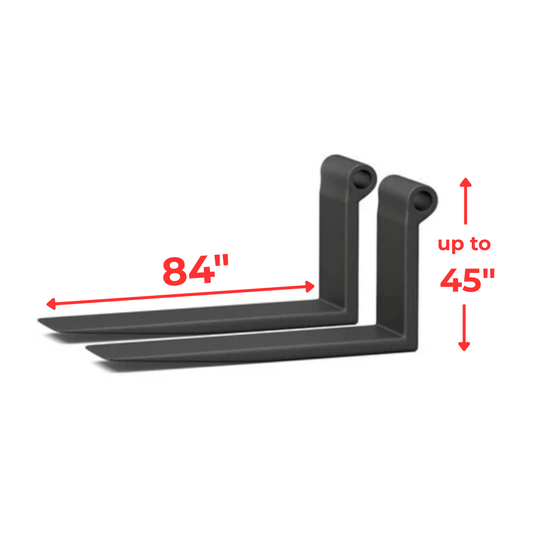 2" x 5" x 84" Shaft Mount Forks - Custom Fabrication, 10,200 lb Capacity (Pair)